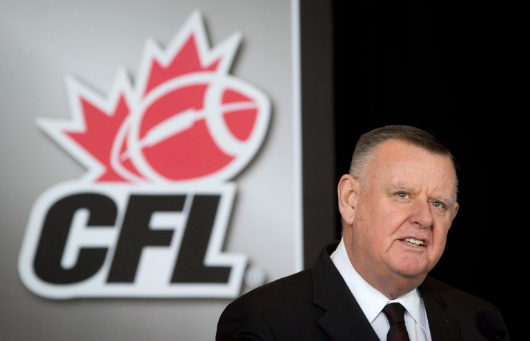 B.C. Lions and Toronto Argonauts owner, Senator David Braley speaks after the CFL announced Vancouver will host the 2014 Grey Cup championship football game during a news conference in Vancouver, B.C., on Friday March 8, 2013. THE CANADIAN PRESS/Darryl Dyck