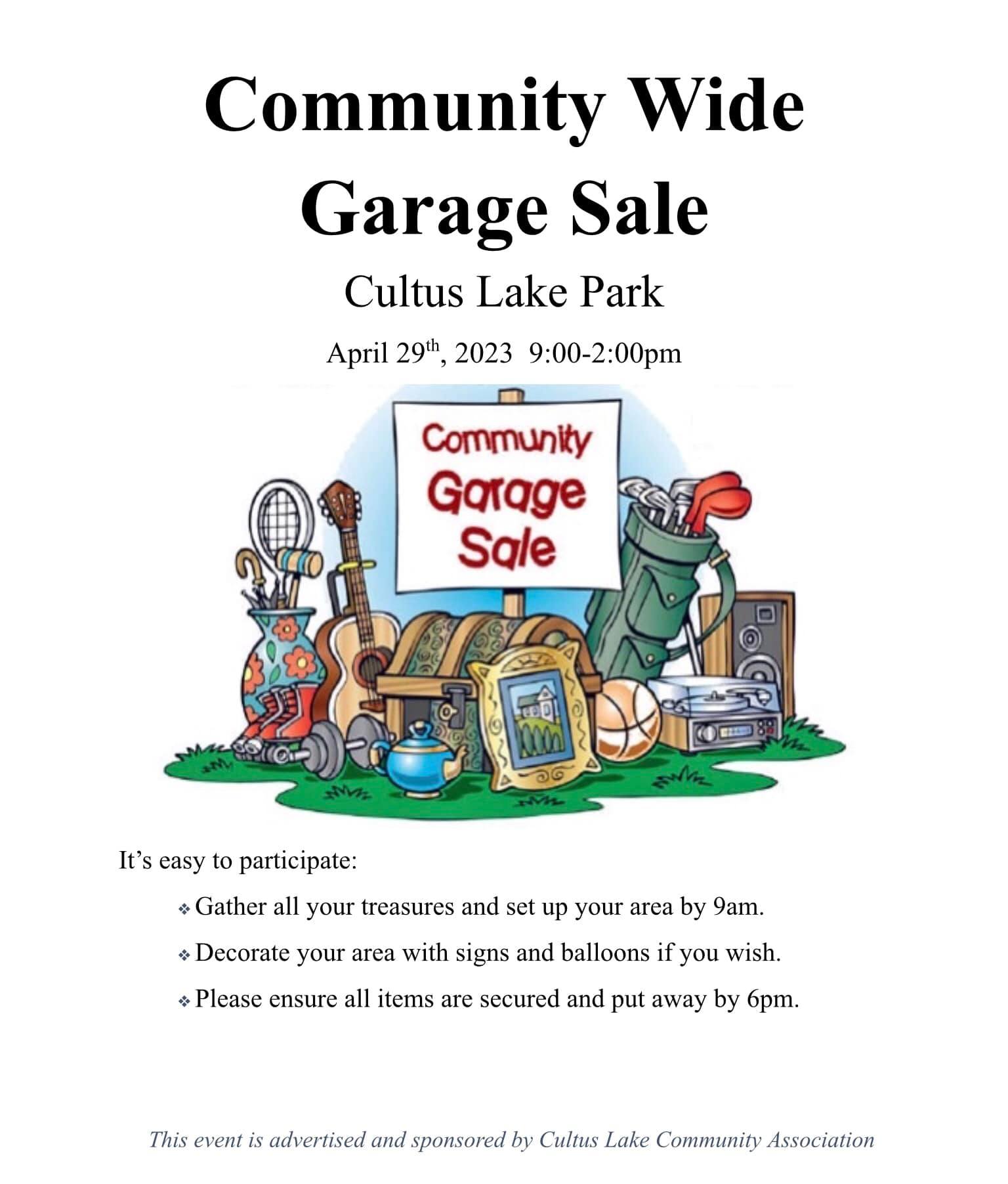 Cultus Lake Community Wide Garage Sale Saturday April 29 FVN