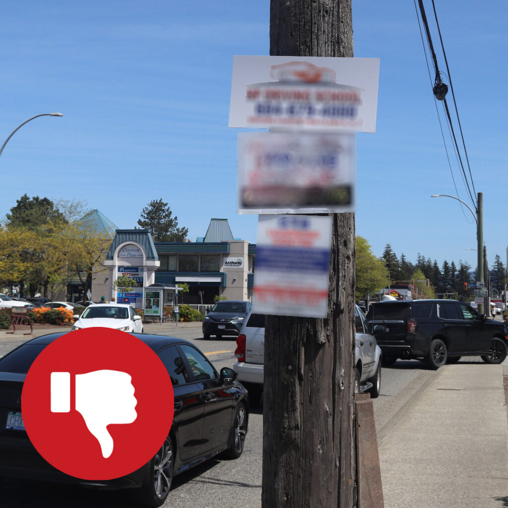 City of Abbotsford Reminder About Signs on Utility Poles Please Don’t