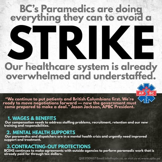 UPDATE – BC Paramedics Impasse – Strike Vote Started on Groundhog Day – February 2