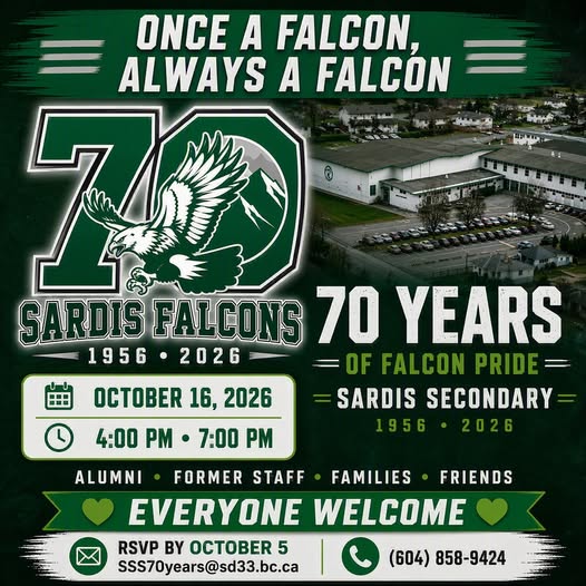 Sardis Secondary School 70th Anniversary – October 16