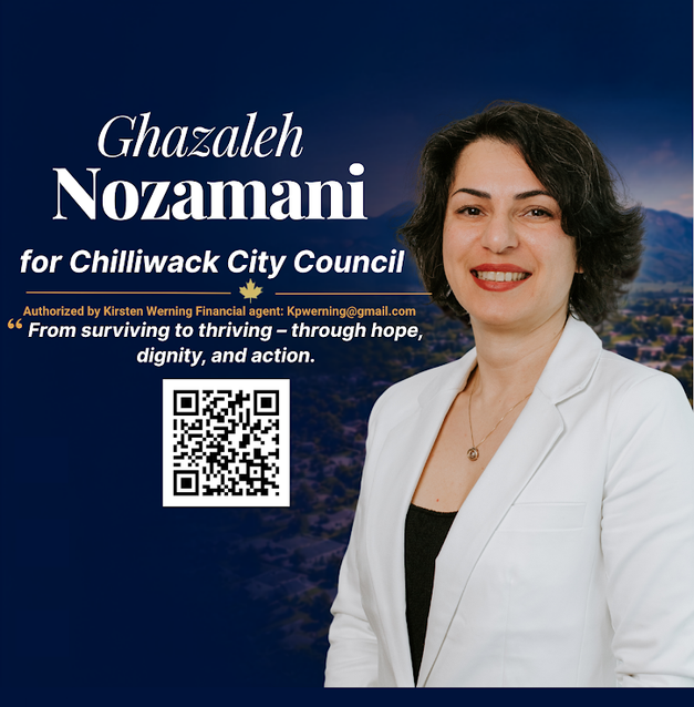 SPONSORED – Chilliwack Community Activist Ghazaleh Nozamani Running for Council Seat in October 17 Election